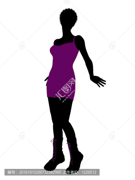 美國黑人女孩插畫剪影