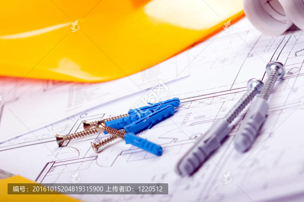藍圖上的建筑工具