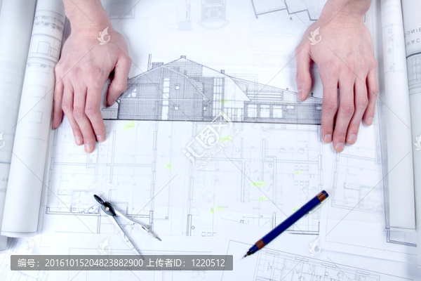 藍圖上的建筑工具
