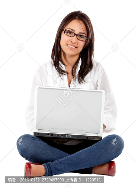 帶筆記本電腦的女孩