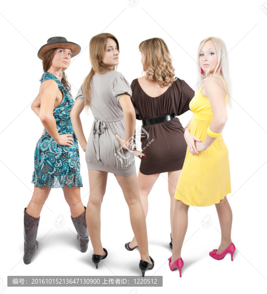 四個(gè)女孩的后視圖