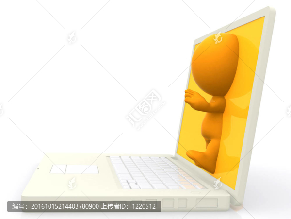 3D的人從筆記本電腦出來