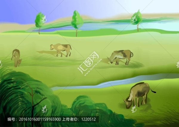 彩色背景奶牛