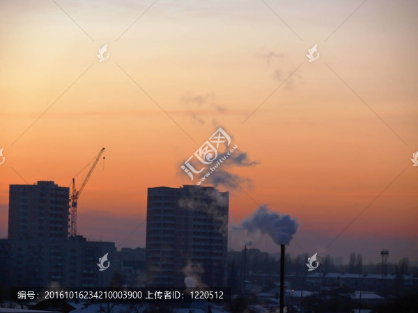 凍結(jié)建筑的日落