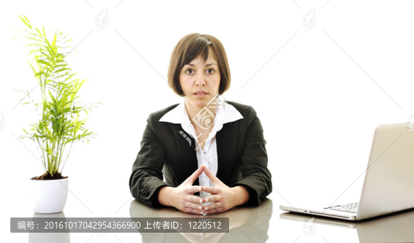 商務女性在筆記本電腦上工作