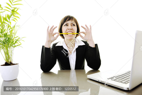 商務女性在筆記本電腦上工作