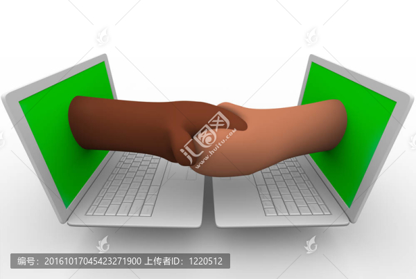 握手-筆記本電腦
