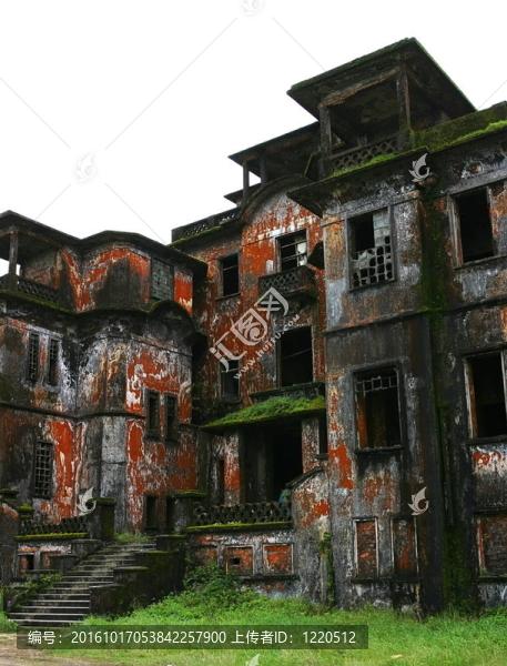 廢棄的旅館。波哥山站附近的貢布鎮(zhèn)。柬埔寨.