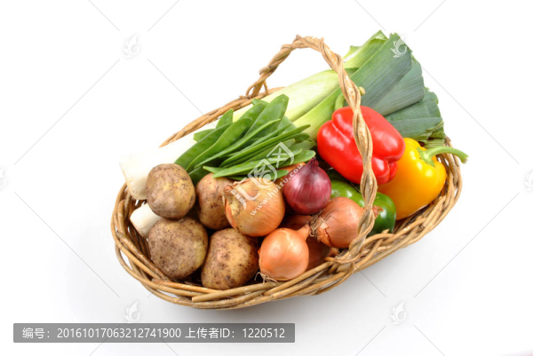 一些有機(jī)蔬菜放在籃子里