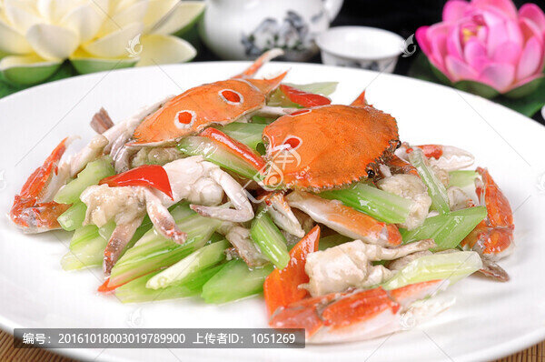 西芹炒花蟹