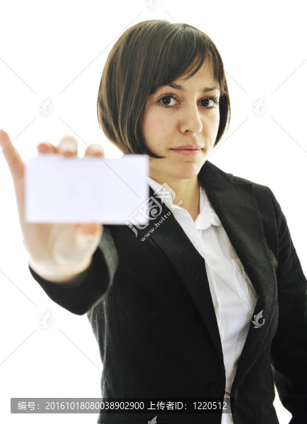 年輕商務(wù)女性展示空名片