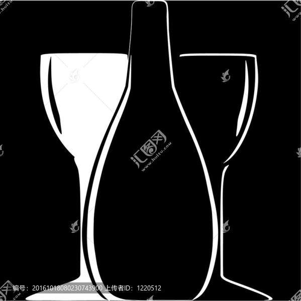 酒瓶和酒杯的輪廓