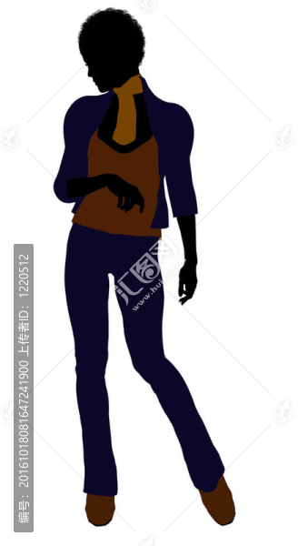 非洲裔女性辦公室插圖剪影