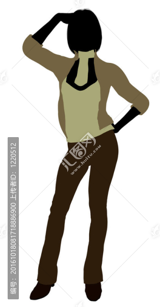 女性辦公插畫剪影
