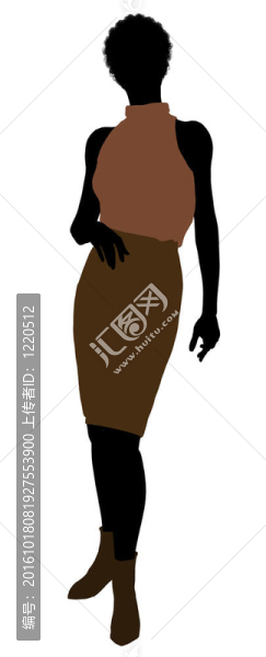 非洲裔女性辦公室插圖剪影