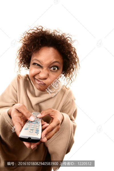 穿著袖子的漂亮的非洲裔婦女