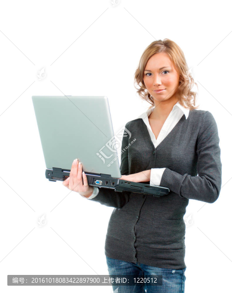 商務(wù)婦女與筆記本電腦。