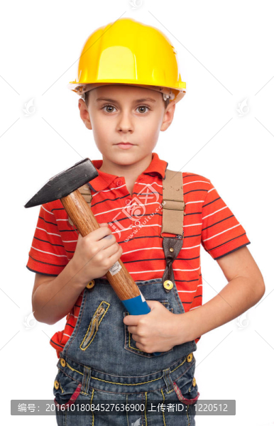 小建筑工人用錘子