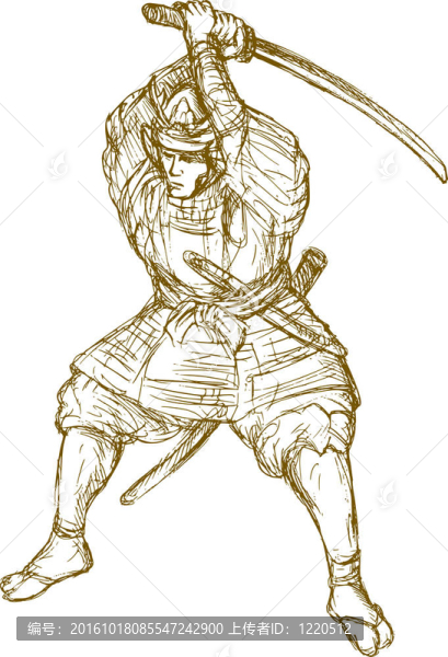 武士戰(zhàn)士與劍在戰(zhàn)斗姿態(tài)