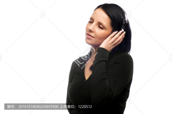 漂亮女孩聽音樂