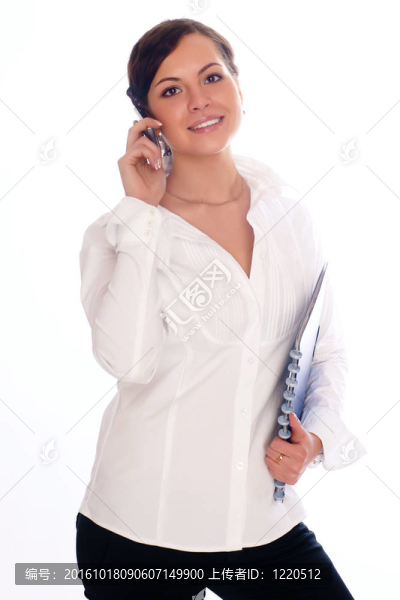 美麗的女商人說手機的人