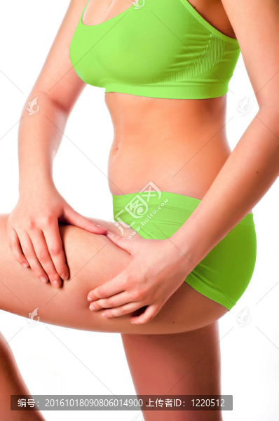 完美的女性身體孤立在白色。健康飲食與運(yùn)動概念