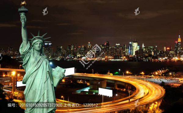 充滿活力的夜間紐約城市廣告空間；