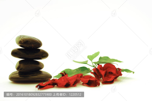 溫泉石與紅花瓣