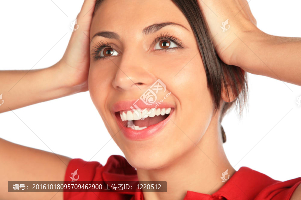 高興的女人。關(guān)閉。