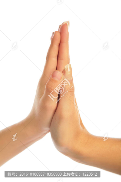 媽媽和孩子觸摸手掌