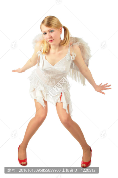 女孩在天使的服裝全身