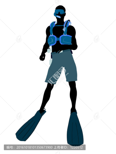 男性潛水員插圖剪影