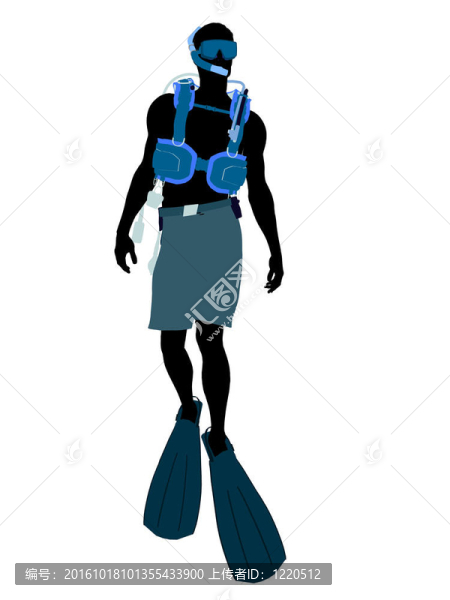 男性潛水員插圖剪影