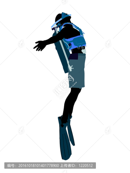 男性潛水員插圖剪影