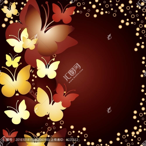 黃金背景與蝴蝶