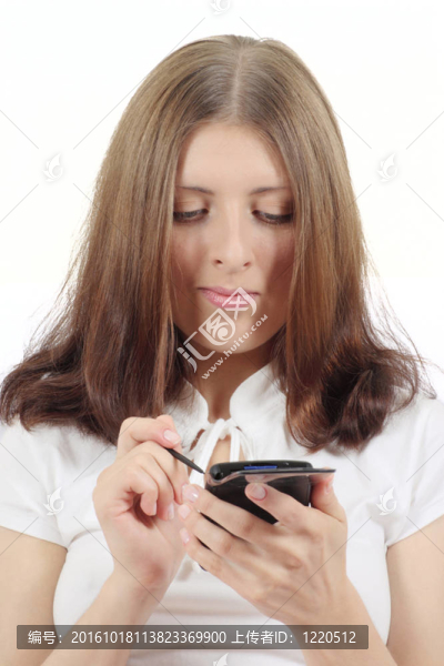 漂亮的女孩與電子組織者