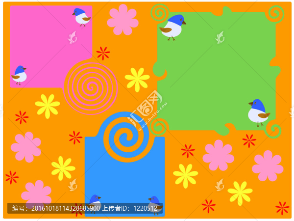 別具風(fēng)格的背景與花卉和鳥類六
