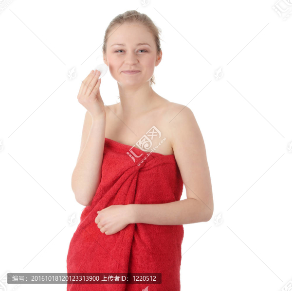 女人刪除她的化妝