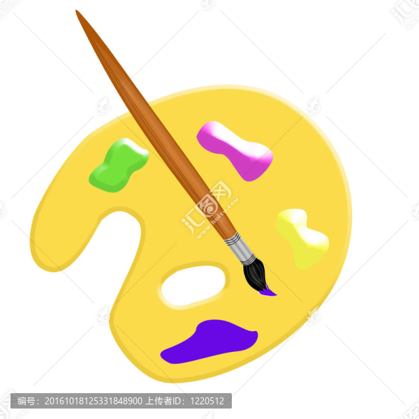 藝術(shù)家調(diào)色板與畫筆說(shuō)明。