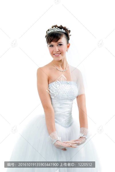 新娘穿著優(yōu)雅的白色婚紗