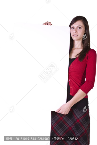 拿著一個(gè)空白符號(hào)的女人