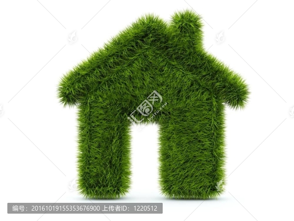 綠色的家園從白色的草地上分離