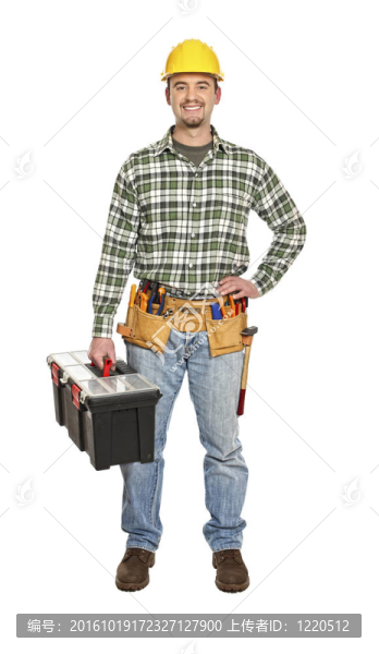 帶有工具箱的手工工人畫像