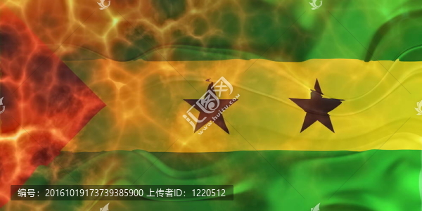 圣多美和普林西比波浪燃燒的旗幟