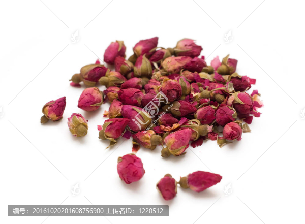 白色背景天然玫瑰茶