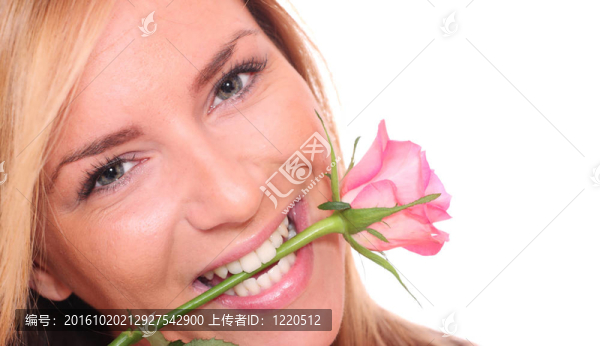 與玫瑰的感性美麗女子工作室肖像