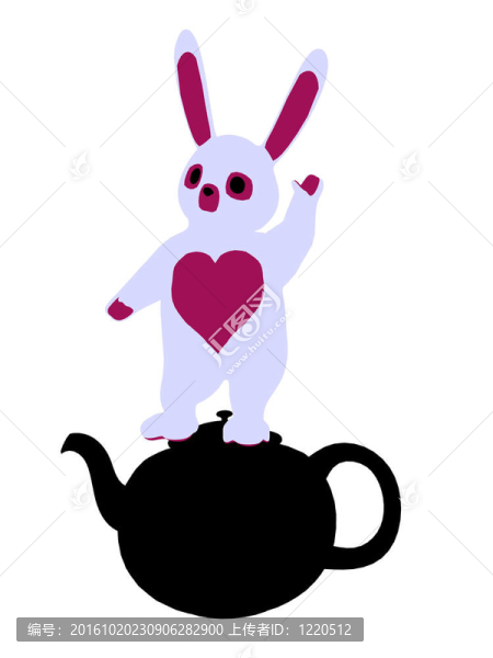 白兔剪影插畫