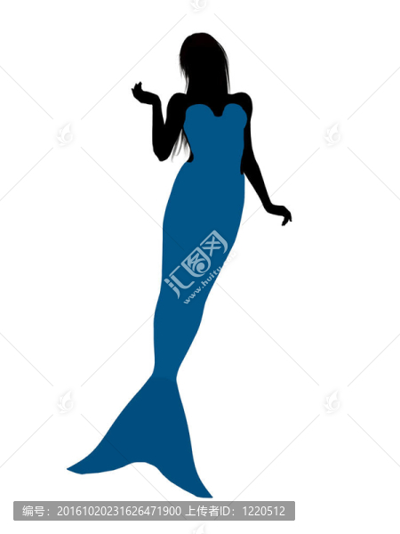 小美人魚剪影插畫