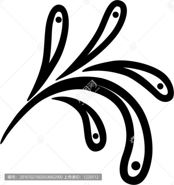 單色花飾。插畫(huà)。