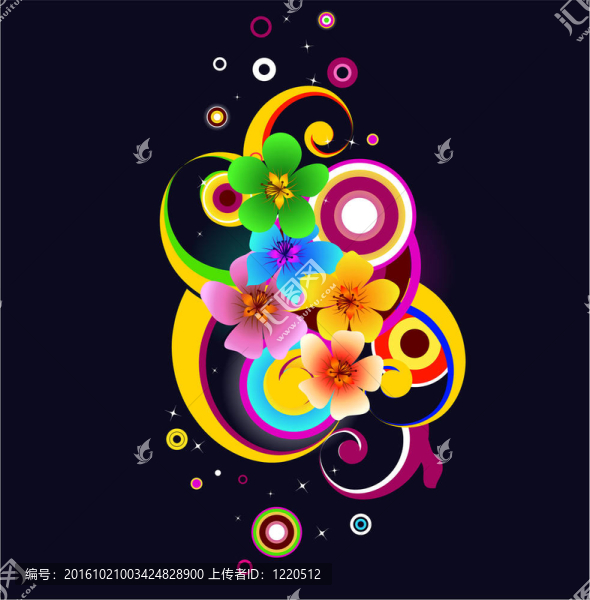 背景與發(fā)光的花朵和抽象的形狀